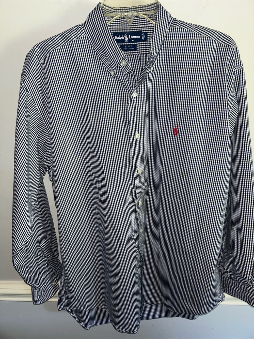 Ralph Lauren Navy & White Gingham Long-Sleeve Button-Down Shirt